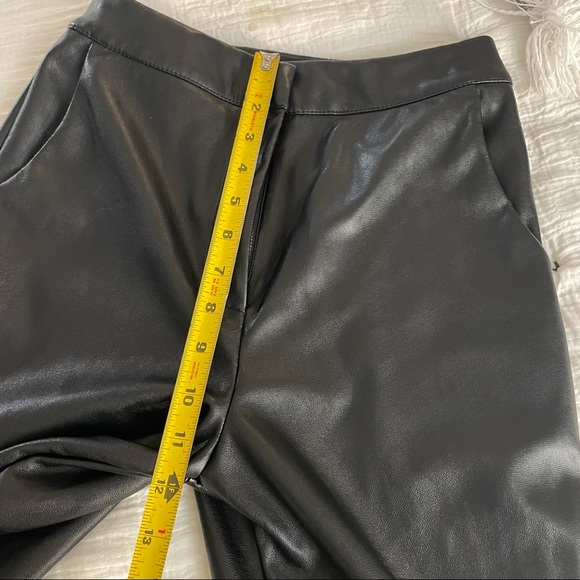 ASOS black faux leather high waisted straight leg pants size US 4 - Picture 8 of 13